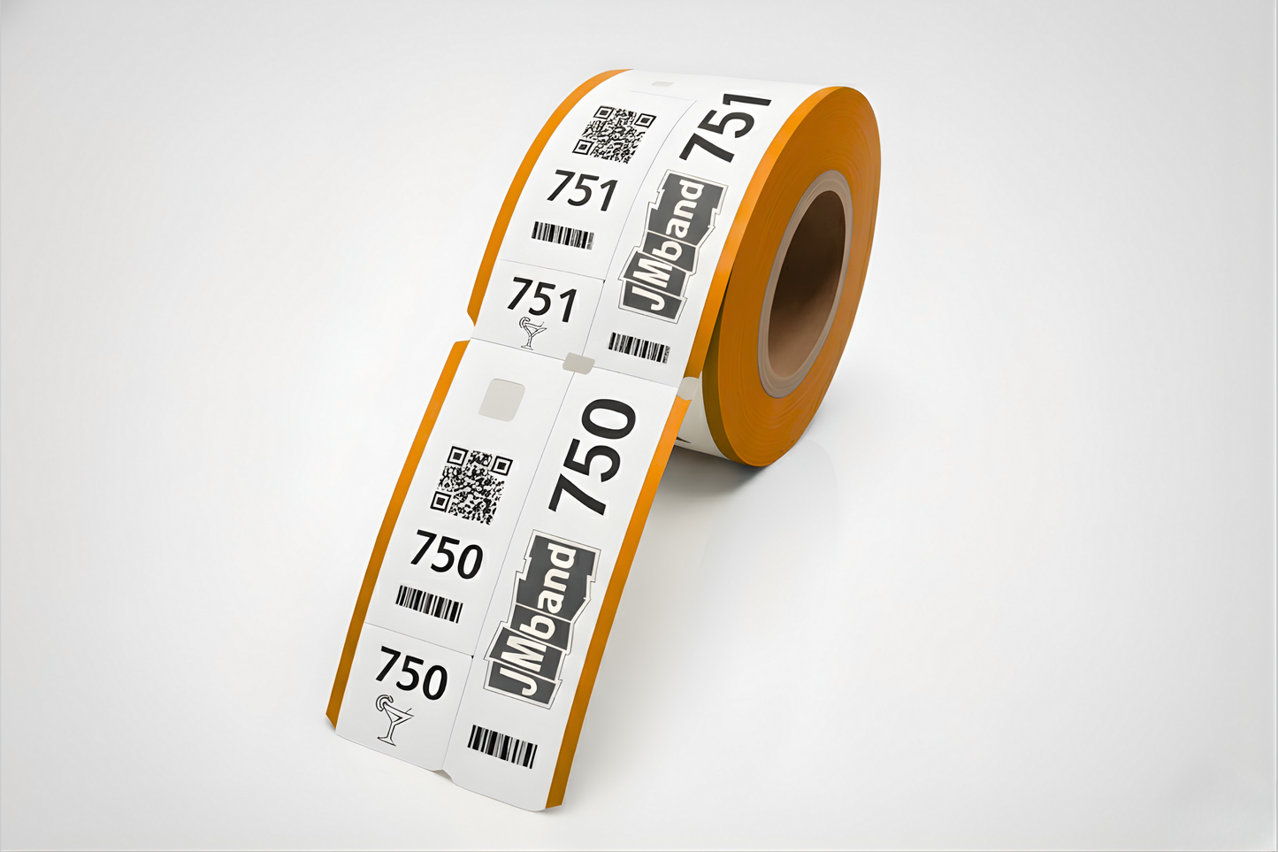 Ingressos de vestiário em 3 partes com impressão