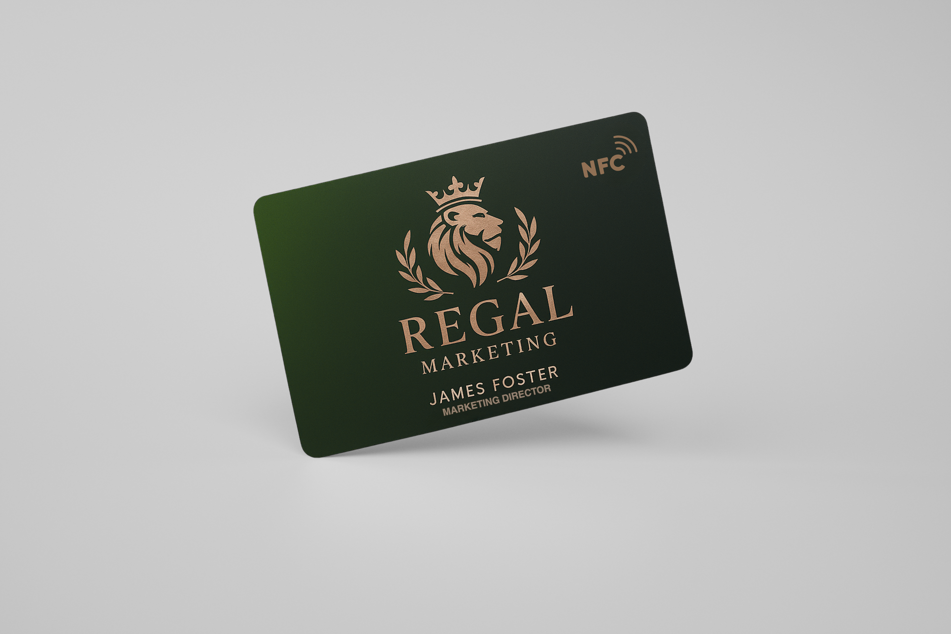 A photo of a business card with NFC and custom design