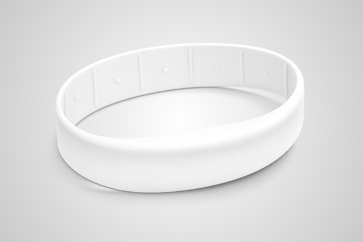 Pulseira de silicone branca da JM Band® com impressão e RFID.