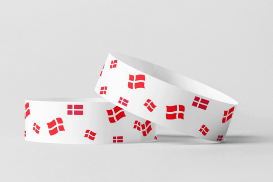Paper Wristbands - Pre-Printed Paper wristbands JM Band® 10 Danish Flags
