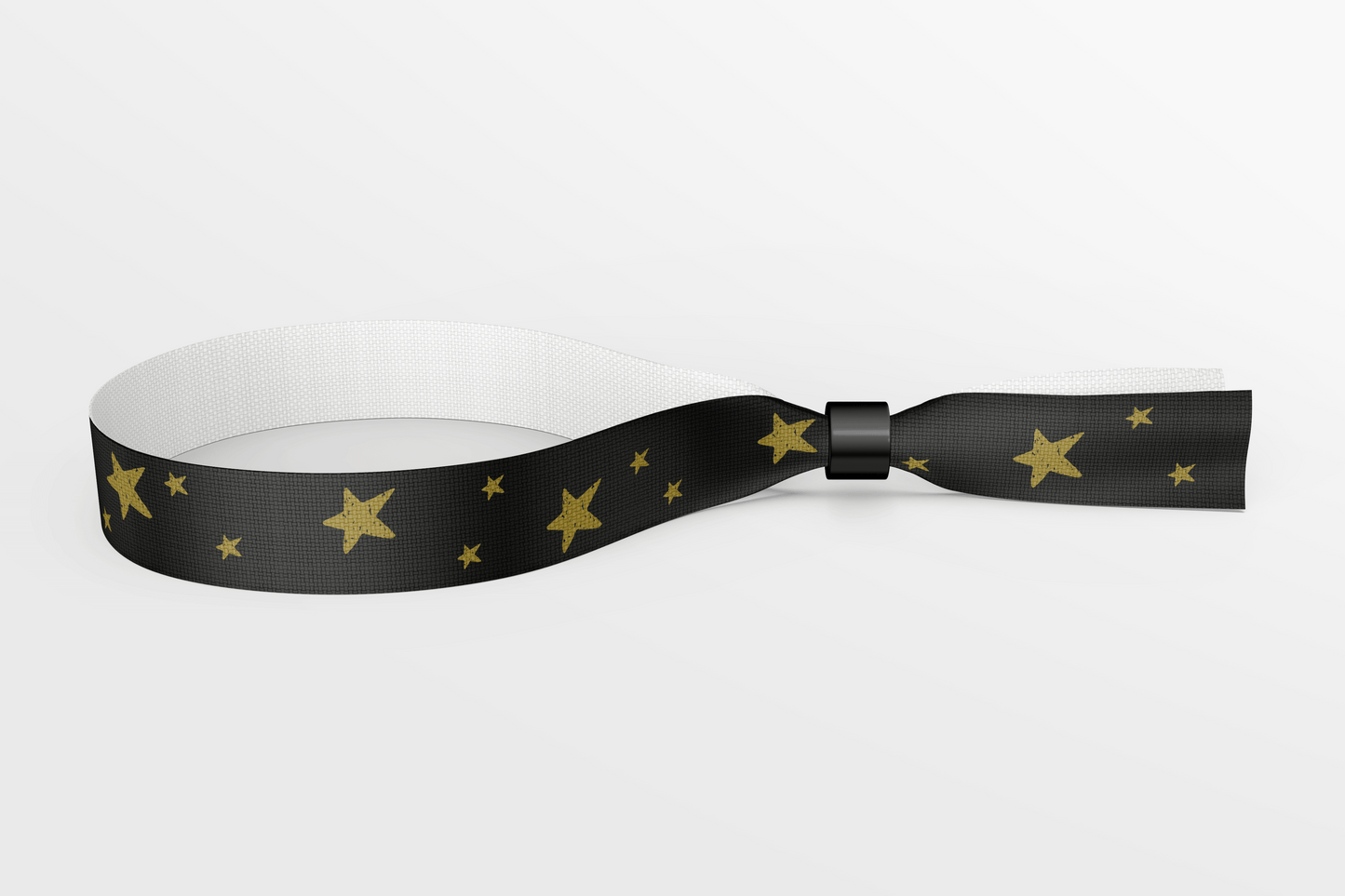 Textile Wristbands with Stars and Colours Fabric Wristbands JM Band EU 50 Black With Gold Stars