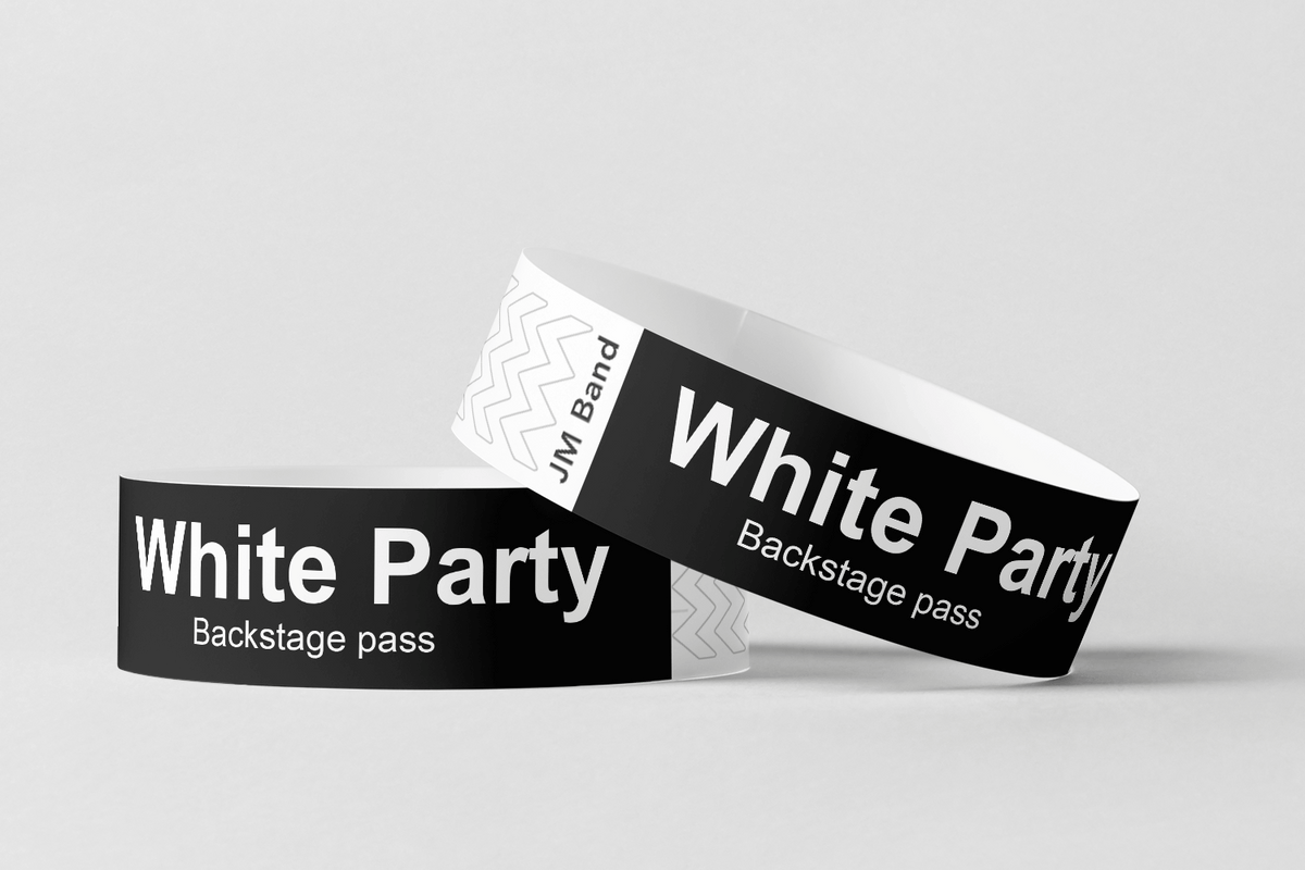 Pulseiras de Papel - Impressão Branca Pulseiras de papel JM Band®
