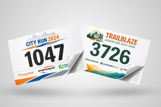 Números de corrida autoadesivos com design personalizado da JM Band®