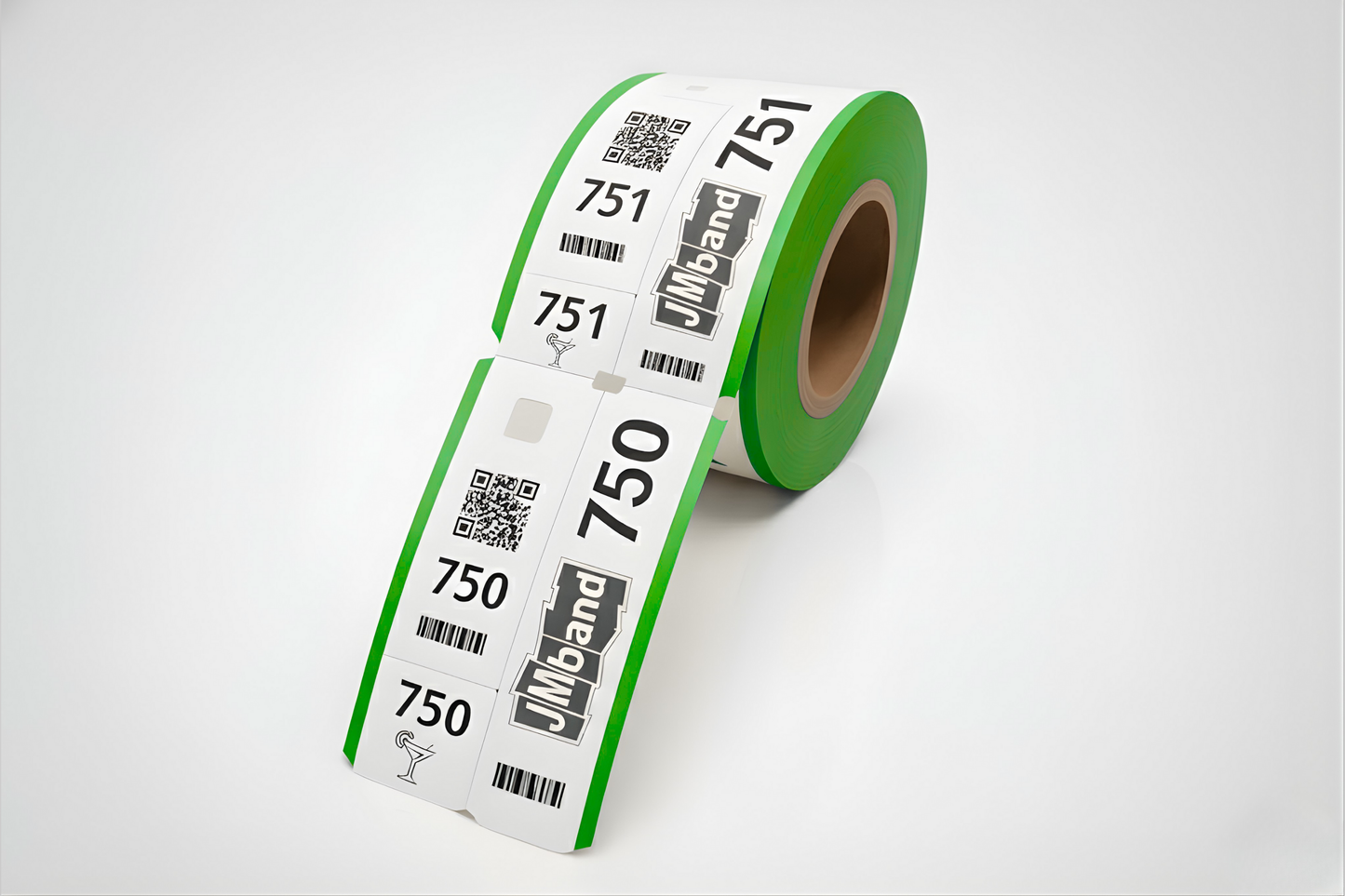 Ingressos de vestiário em 3 partes com impressão