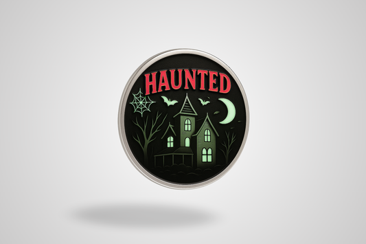 A photo of a luminous metal token