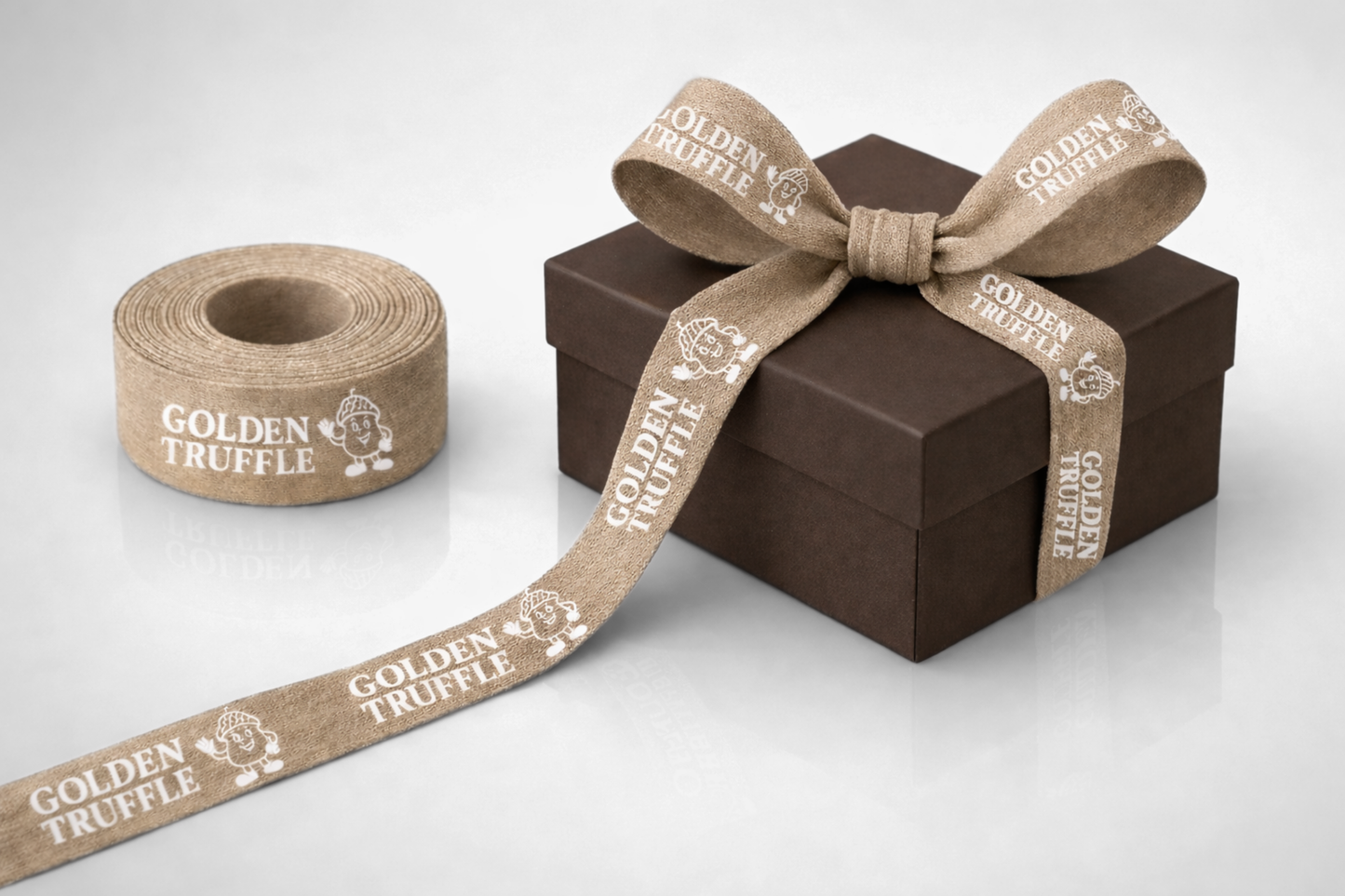 Fita de presente em tecido de bambu com impressão personalizada da JM Band®.