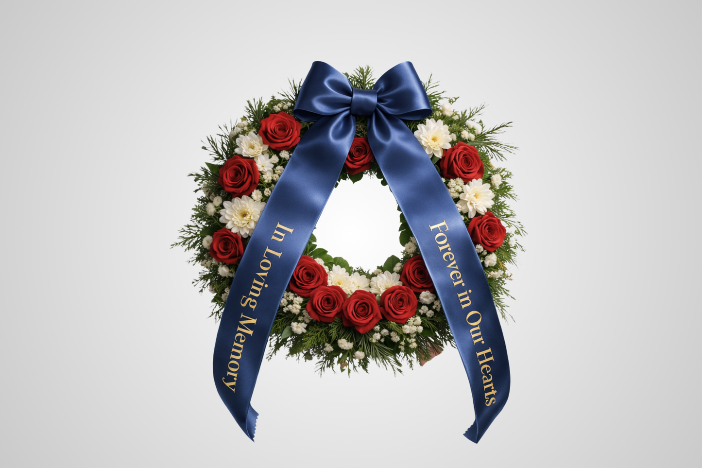 Fita de cetim azul ecológica para buquê com estampa personalizada da JM Band®.