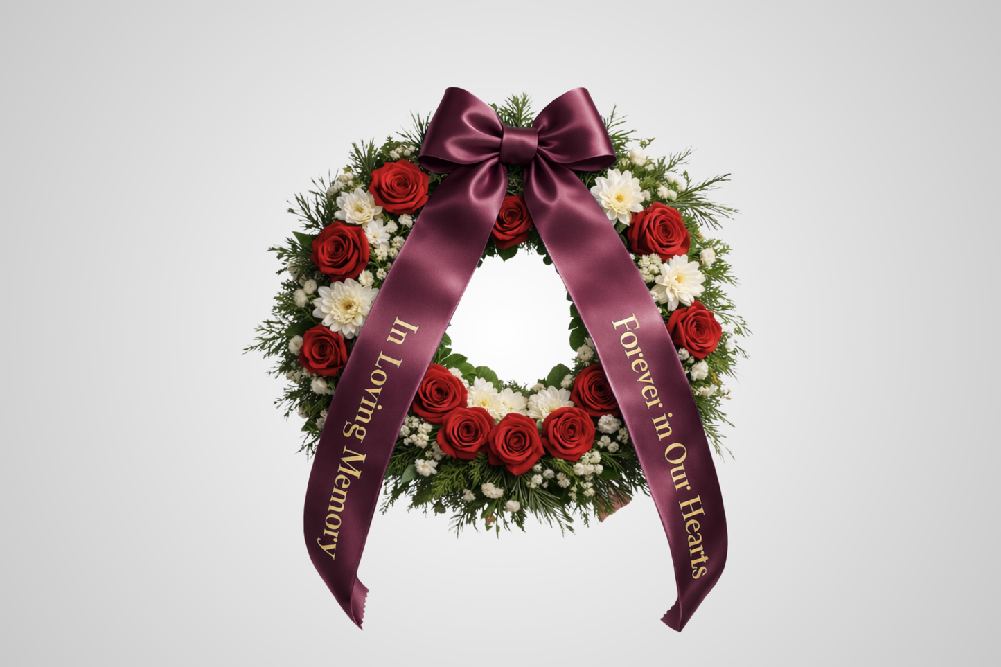 Fita para buquê em cetim ecológico na cor bordô com design personalizado da JM Band®.