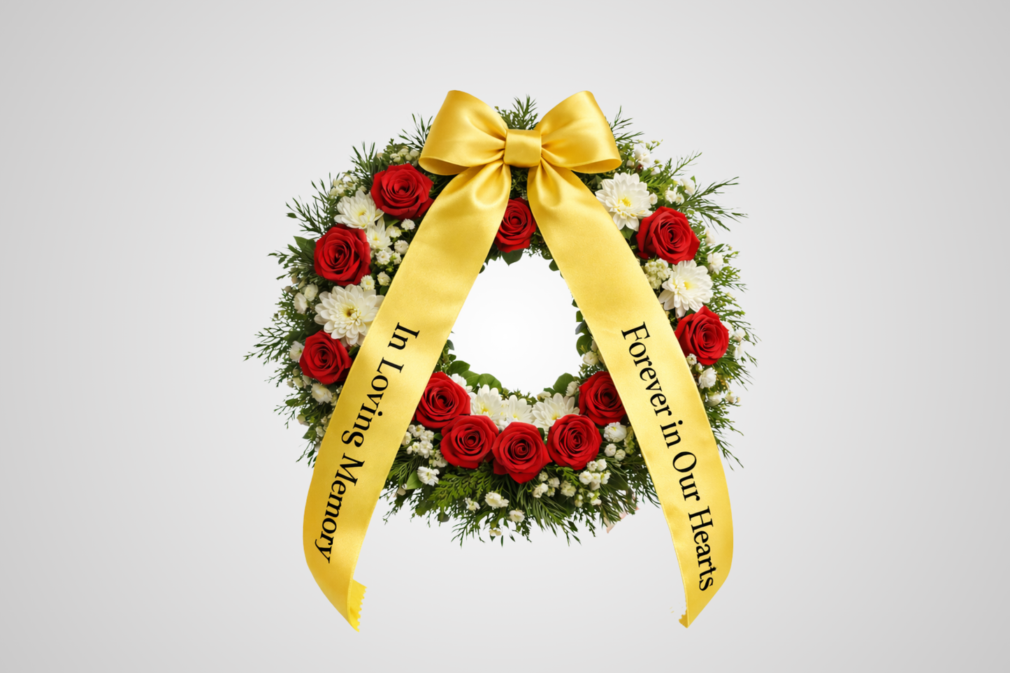 Fita de cetim amarela ecológica para buquê com estampa personalizada da JM Band®.