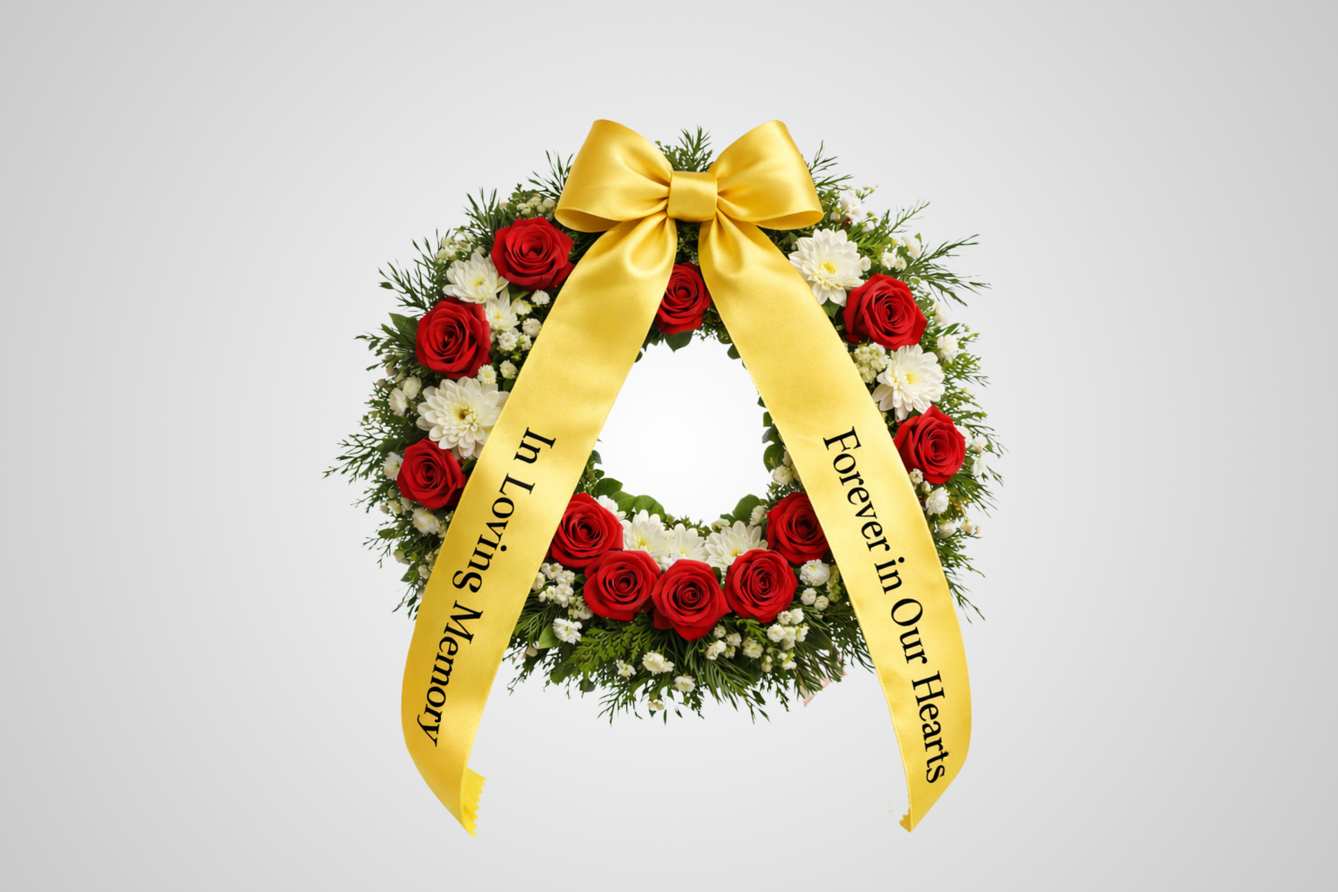 Fita de cetim amarela ecológica para buquê com estampa personalizada da JM Band®.