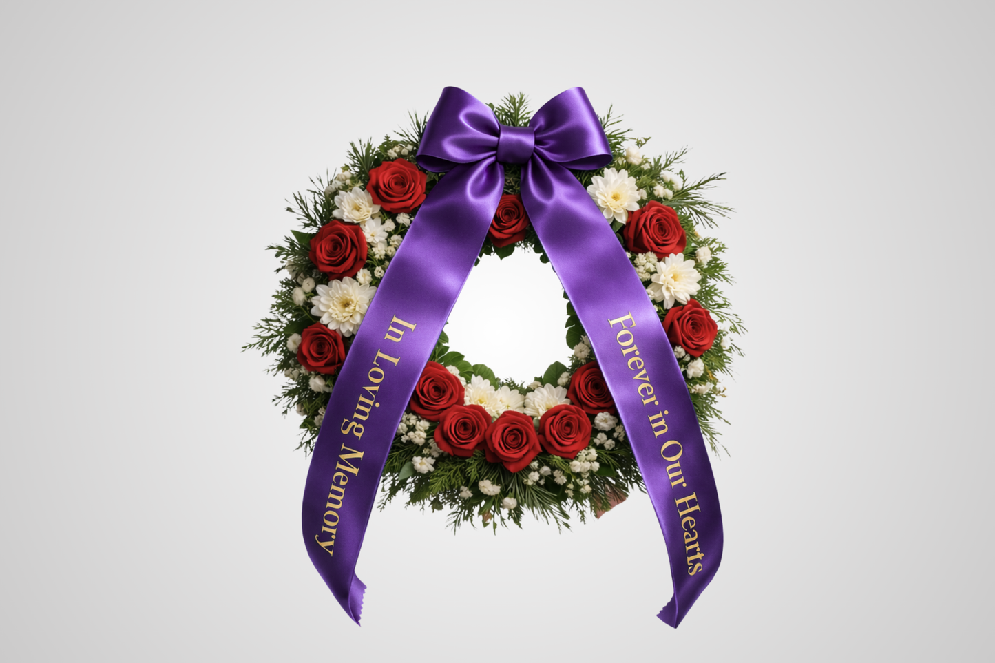 Fita de cetim roxa ecológica para buquê com estampa personalizada da JM Band®.