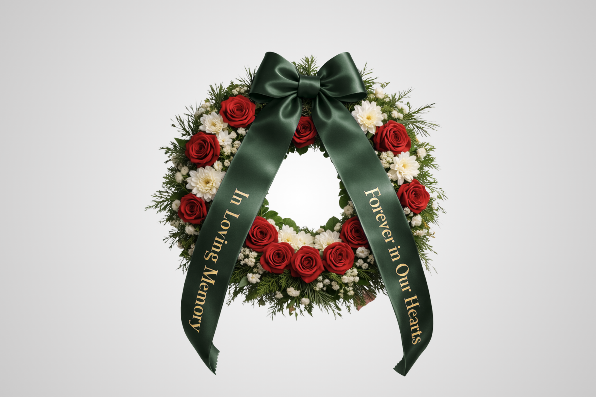 Fita de cetim verde-escura ecológica para buquês com estampa personalizada da JM Band®.