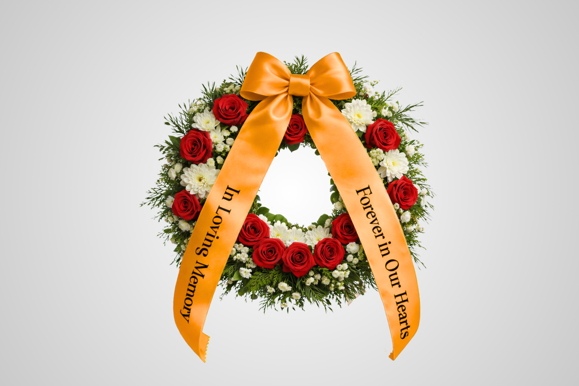 Fita de cetim laranja ECO para buquê com estampa personalizada da JM Band®.