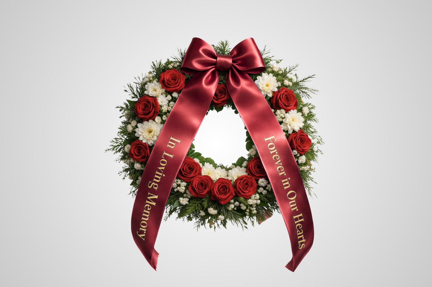 Fita de cetim vermelha ecológica para buquê com estampa personalizada da JM Band®.