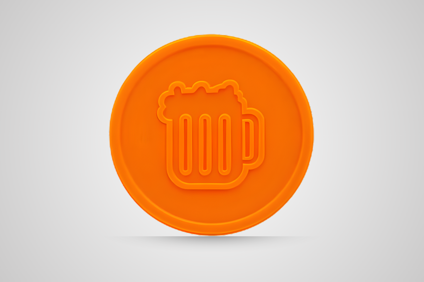 Vale-refeição laranja em relevo para cerveja da JM Band®.