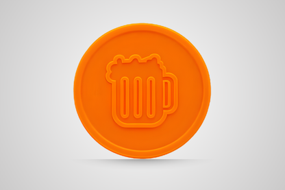 Vale-refeição laranja em relevo para cerveja da JM Band®.