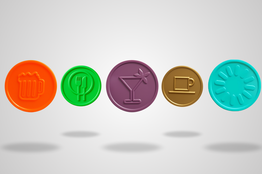 Tokens de plástico em relevo em estoque