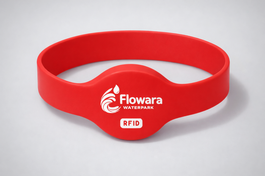 Pulseira de silicone NFC modelo JM02 com impressão personalizada da JM Band®.