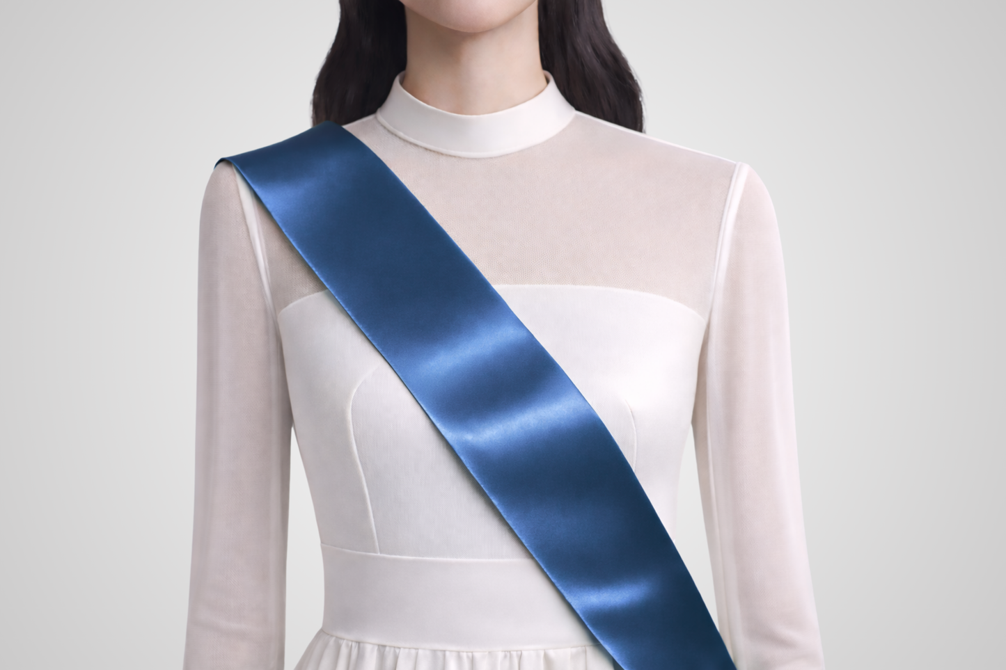 Faixa azul em cetim ecológico sem estampa da JM Band®.