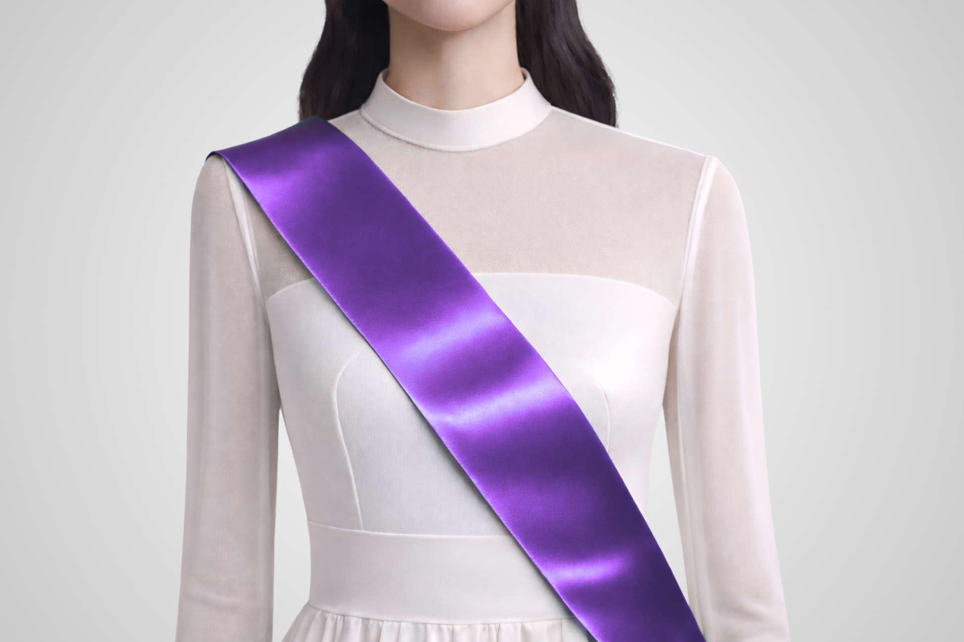 Fita de cetim ecológico roxo sem estampa da JM Band®.