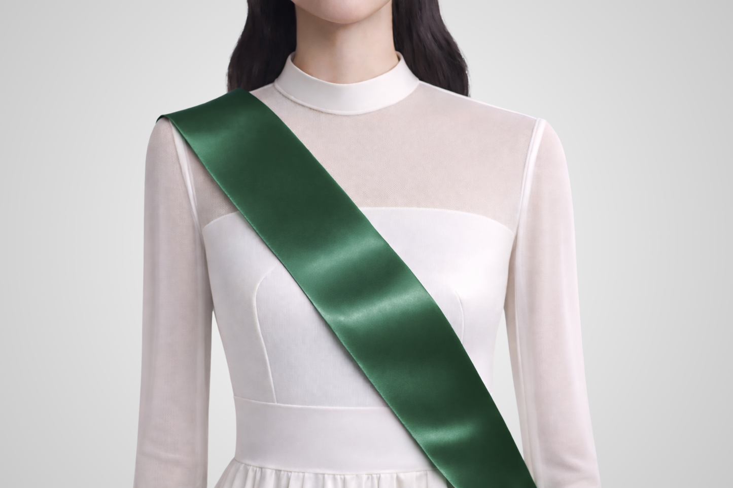 Faixa de cetim ecológica verde-escura sem estampa da JM Band®.