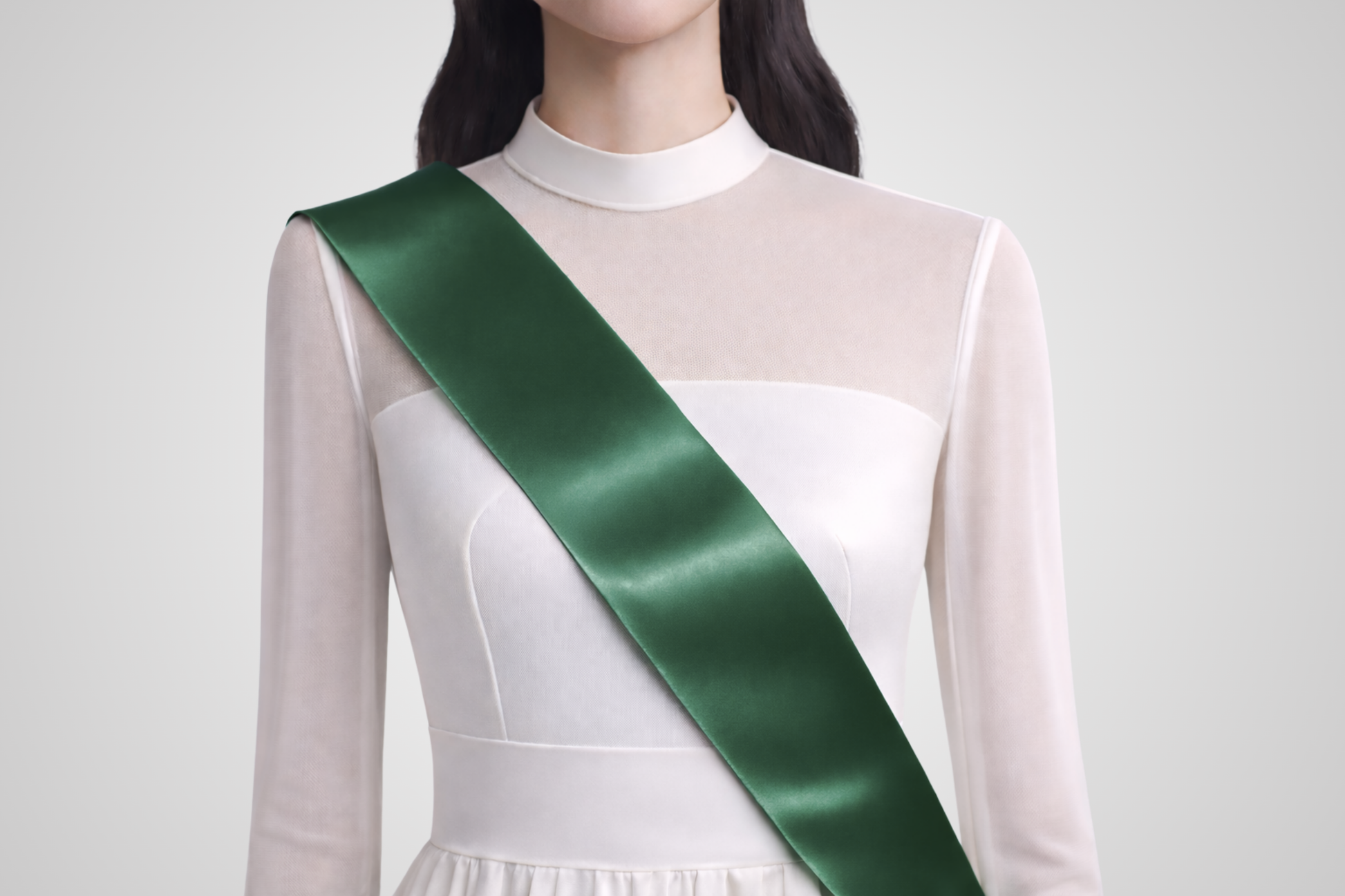 Faixa de cetim ecológica verde-escura sem estampa da JM Band®.
