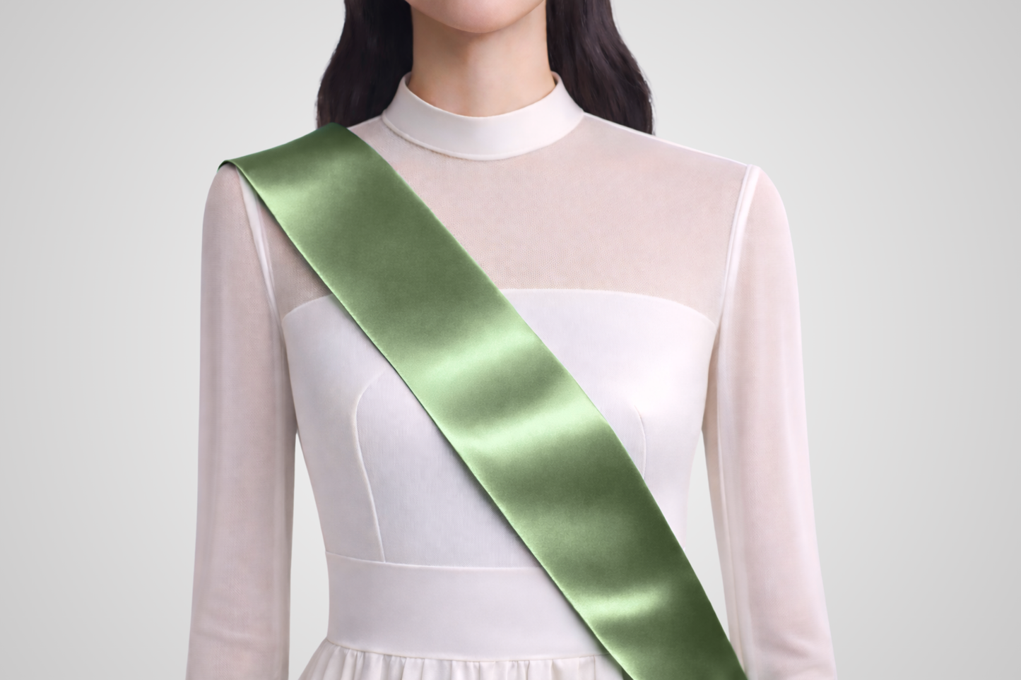 Faixa de cetim ecológica verde musgo, sem estampa, da JM Band®.
