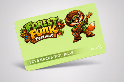 Cartão RFID com passe de acesso aos bastidores para eventos da JM Band®.