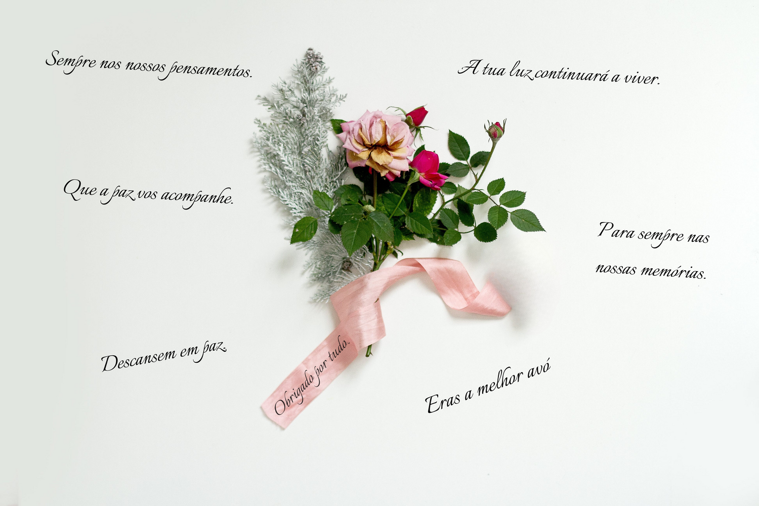 Saudação no ramo de flores para o funeral