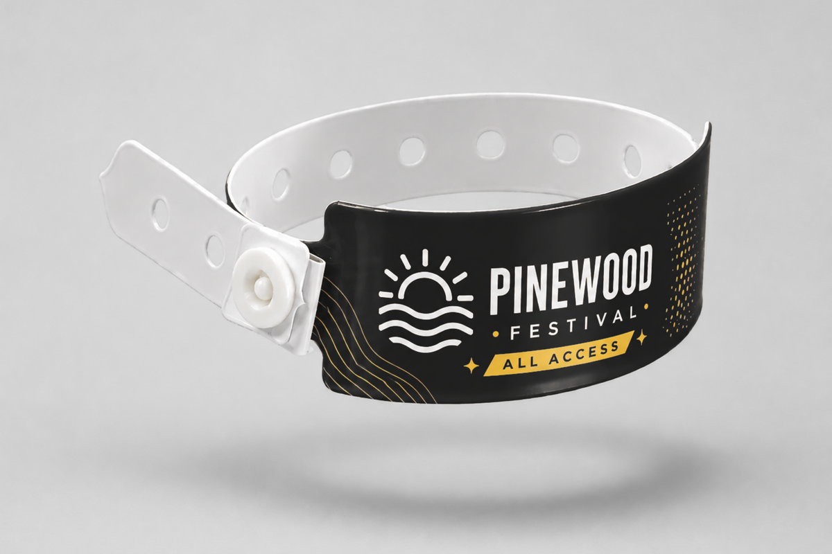 A photo of W-Vinyl Wristbands with print from JM Band®. Purchase Vinyl Wristbands in black here.