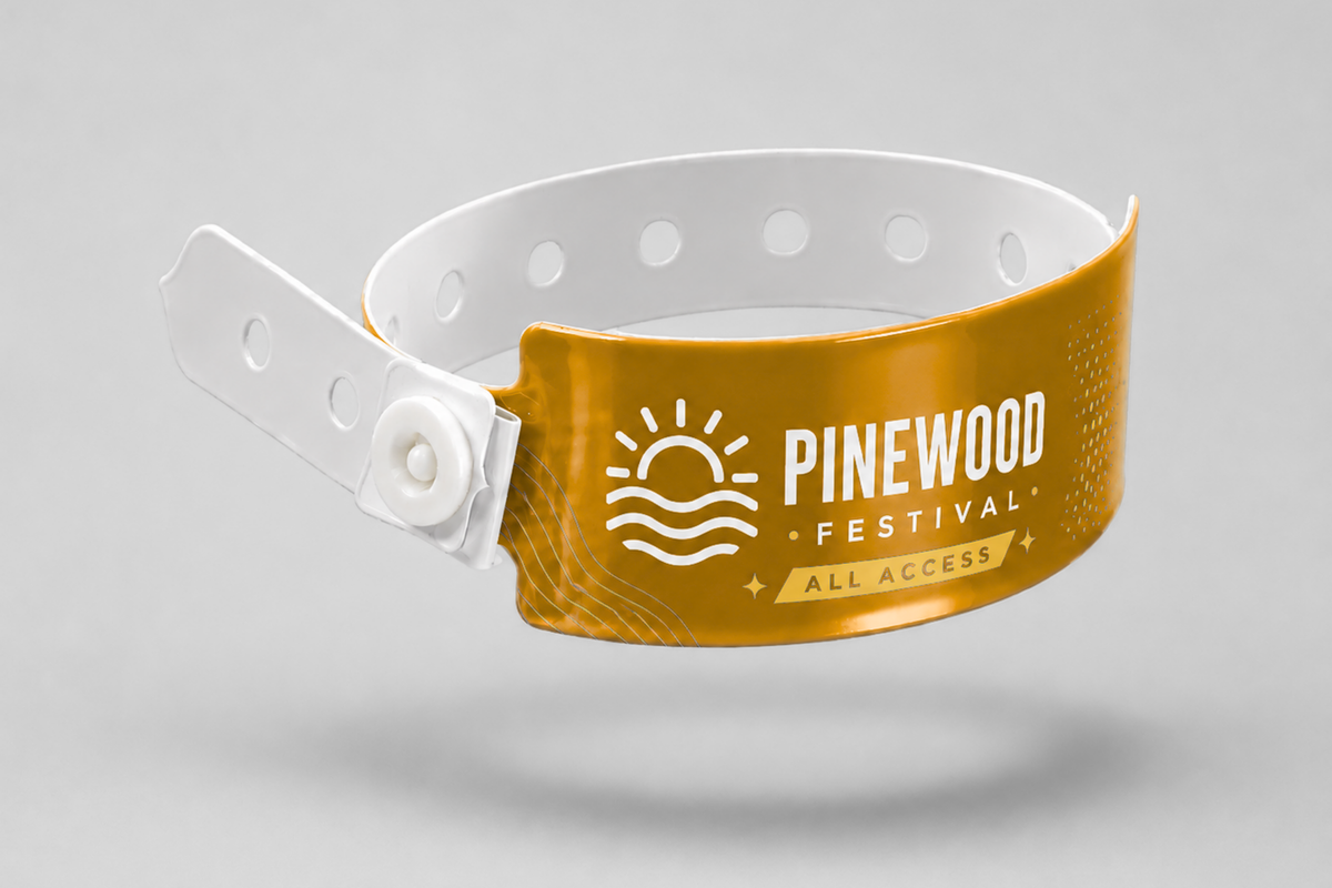 A photo of W-Vinyl Wristbands with print from JM Band®. Purchase Vinyl Wristbands in Bronze here.