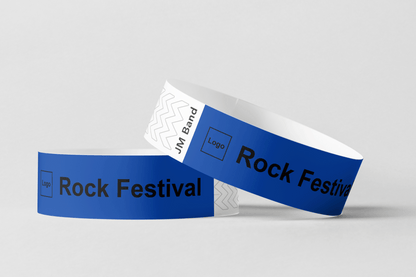 Pulseira de Papel - Impressão Preta Pulseiras de papel JM Band® 10 Azul Escuro